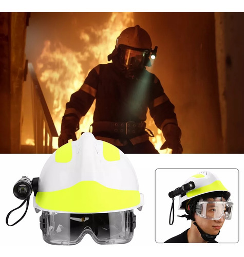 Casco De Rescate Bomberos Seguridad Con Lampara Y Goggles
