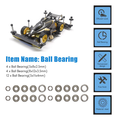 Kit De Rodamientos De 20 Piezas Para Tt01 Tt-01 Tt01d Tt01e