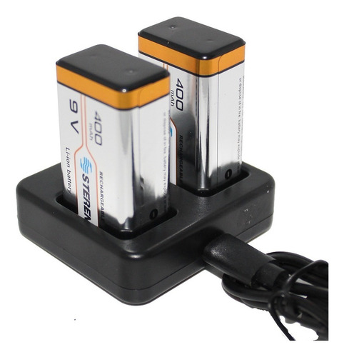 Cargador Inteligente Con 2 Pilas Li-ion De 9v 400mah Bateria