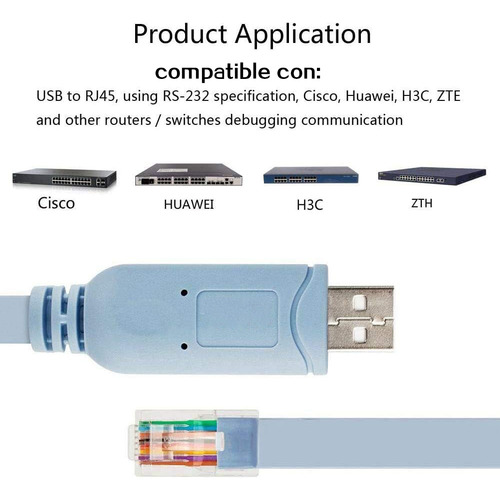 Cable De Red Compatible Con Cisco Usb A Rj45 Azul 1.8m
