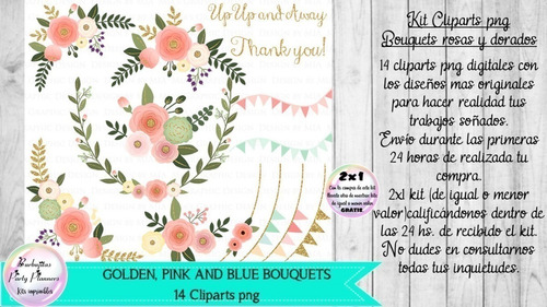 Clipart Png Bouquet Flores Rosas Doradas  Kit Imprimible
