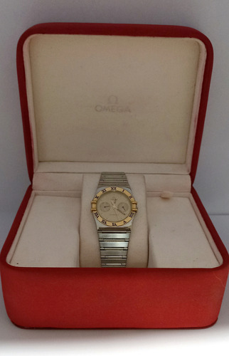 Reloj Auténtico Omega Constellation Manhattan Con Estuche Plateado Oro Dorado (Usado)
