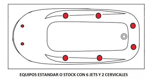 Imagen 2 de 10 de Bañera Hidromasaje Acrílico Blanco Minimal 180 X 80 8 Jets