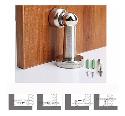 Tope Reten Magnetico De Piso /pared Para Puerta Acero Inox