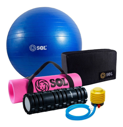 Set De Yoga Sport Maniac Mat 5mm Pelota Inflador Pilates