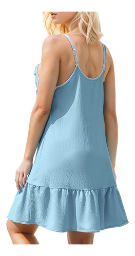 Mujer Casual, Verano, Color Sólido, Cuello En V, Volantes,