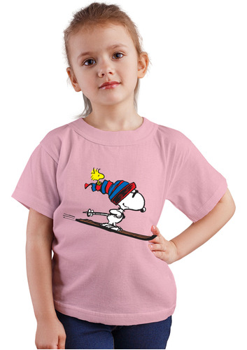 Polera Niños Snoopy Esqui Ski Skiing Peanuts Algodon Wiwi