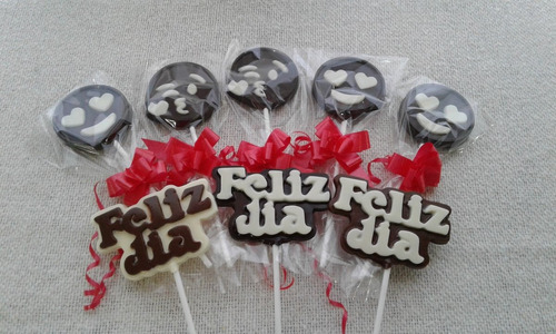 Paletas De Chocolate Feliz Dia ! Por 6 Unidades