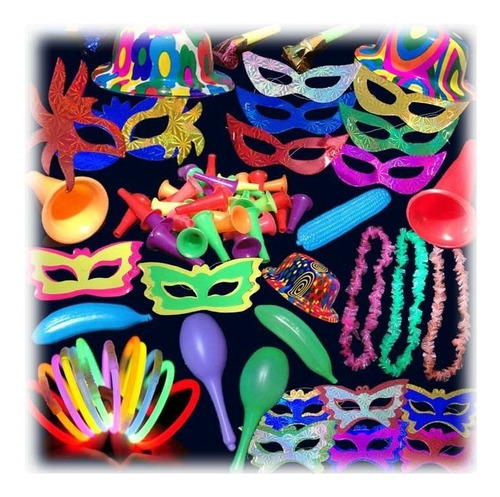 Imagen 3 de 8 de Combo Cotillon Carioca Fluor 115 Articulos 50 Personas