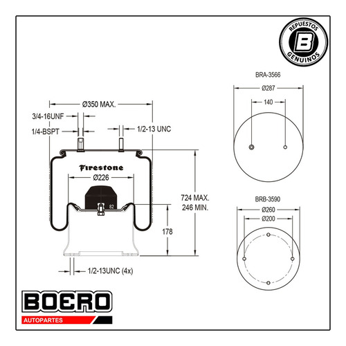 Fuelle Neumatico Boero Firestone 954067 1t19l-13 Tipo 525