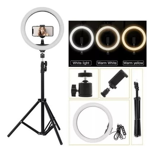 Aro De Luz Led Flash 26 Cm Fotografía Selfie Con Trípode 2mt