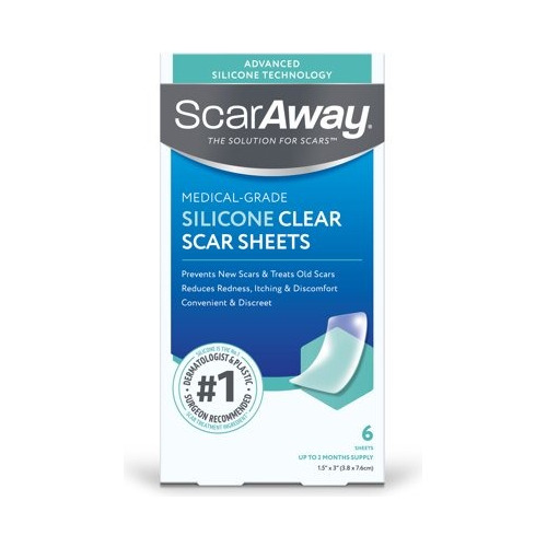 Scaraway Silicone Scar Sheets, 4 Reusable Sheets, 2 Month 