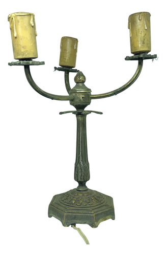 Antiguo Velador Lampara De Bronce (Usado)