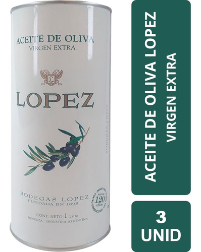 Aceite De Oliva López Virgen Extra Lata 1000ml X3