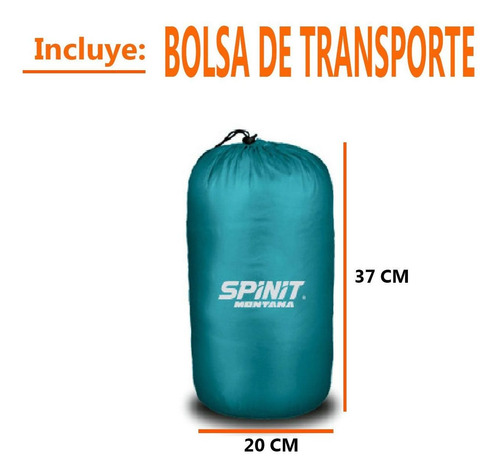 Imagen 3 de 6 de Bolsa De Dormir Spinit Montana Momia Capucha -10° Carpa