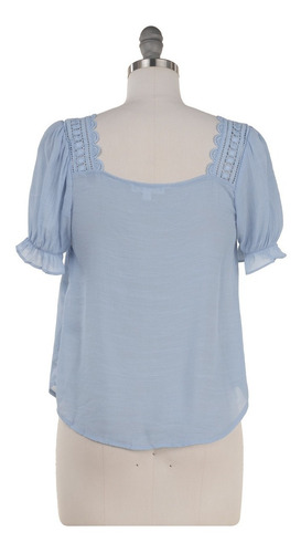 Imagen 3 de 7 de Blusa Vestir Cuello Cuadrado Manga Corta Botones Fresca.