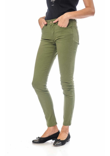 Pantalon Gabardina Elastizado Forever21 Tiro Alto Skinny