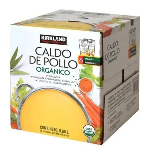 Caldo De Pollo Orgánico 6 Envases De 946ml Kirkland