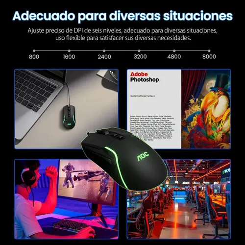 Mouse Aoc, mouse com fio conectado a um sistema Android Ios PC