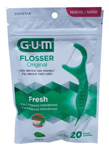 Flosser Original Dental Gum Con Mango  Sabor Menta 60 Piezas