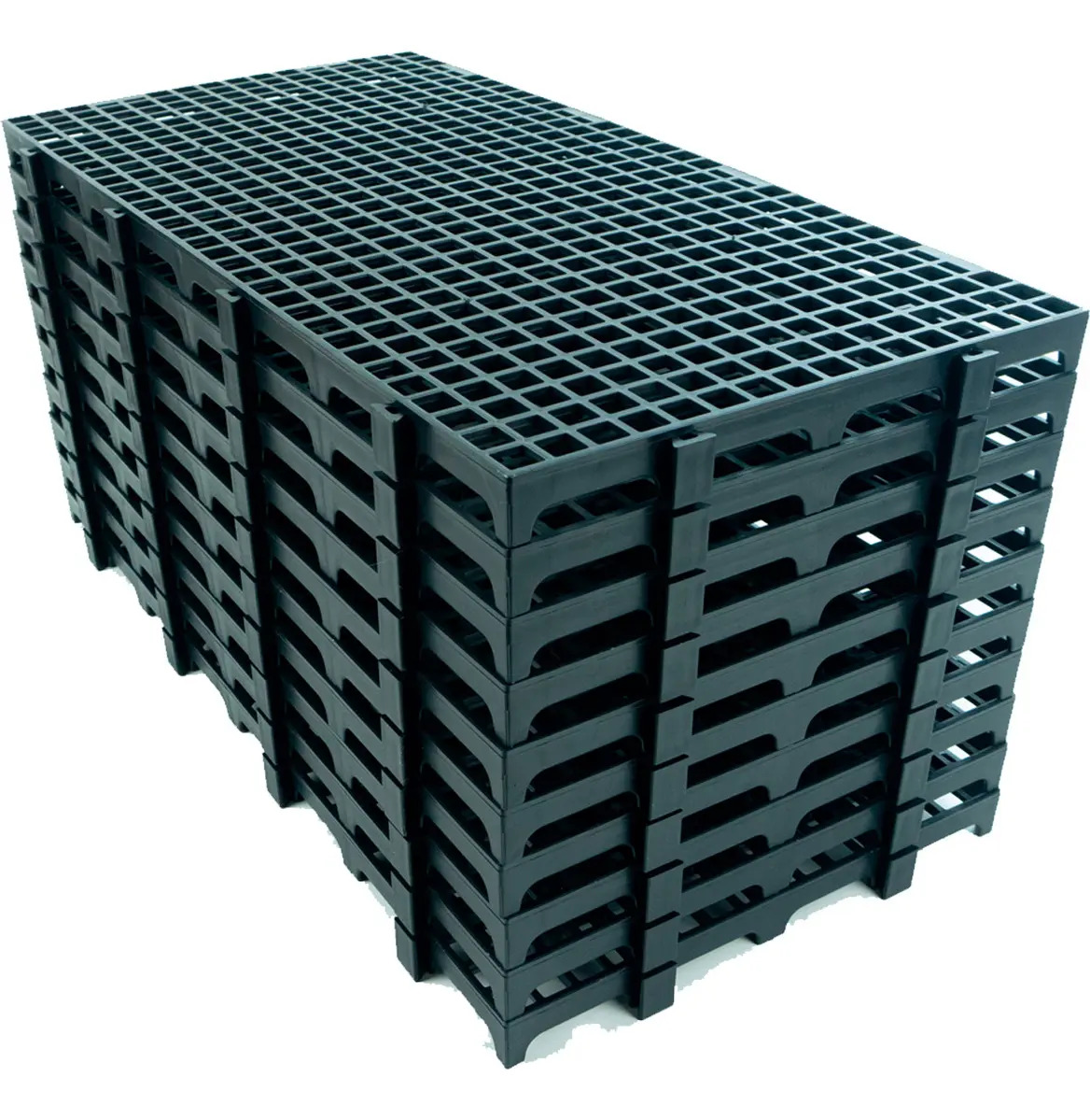 Kit 10 Pçs Pallet Estrado Plástico 2,5x25x50 Preto = 1,25m