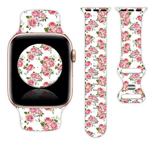 Floral Rose Watch Band Compatible Con Apple Watch 38mm 40mm