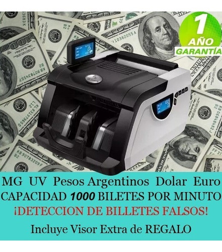 Contador Billetes Máquina Cuenta Dinero Detector Falsos