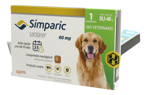 Imagem 6 de 10 de Antipulgas Simparic 80 Mg P/ Cães 20,1 A 40 Kg 1 Comprimido