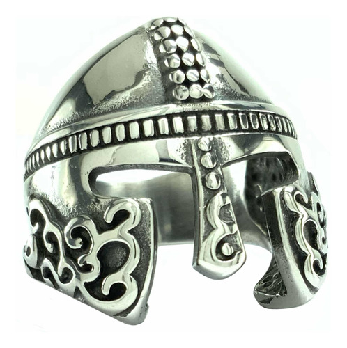 Anillo Casco Guerrero Vikingo Escandinavo Nordico Acero Inox