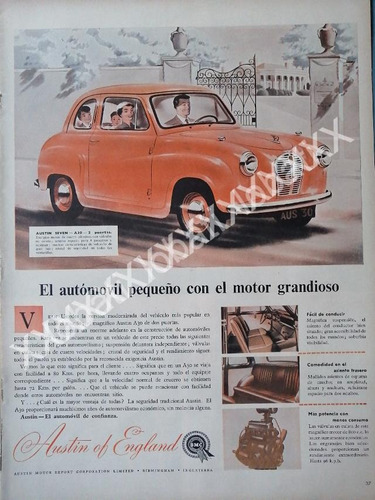 Cartel Retro Autos Bmc Austin Seven A30 1953 /248 Raro