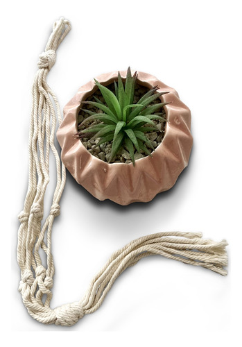 Macetero Para Pared Colgante Téjido Tipo Macrame Natural