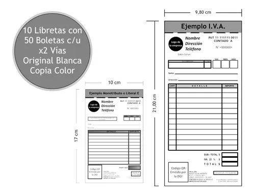 Boleta Libreta Autocopiante 10 Libretas 1 Tinta Negro