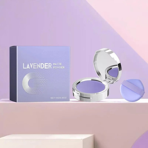 Polvo Mate De Lavanda, Mini Borla De Polvo Compacta De Pulpo