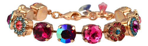 Brazalete De Tenis Con Gema Grande De Cristal Chapado En Oro