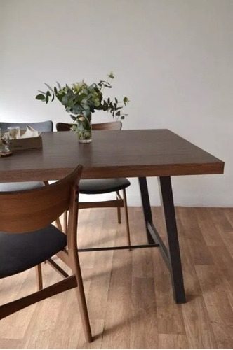 Imagen 4 de 10 de Mesa De Comedor Pixie Walnut 120x80cm Industrial + C