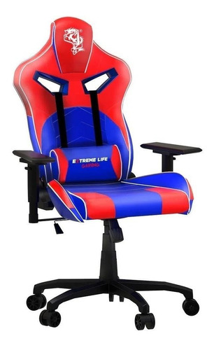 Cadeira de escritório ELG CH06RDBE gamer ergonômica  vermelha e azul com estofado de couro sintético