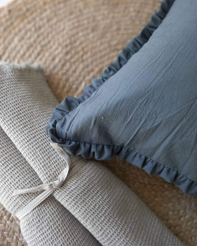 Funda De Almohada Con Volados 90x50 Cm Kingsize Color Cemento