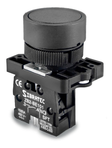Botão Comando Impulso 1na Preto Botão Pulsador 22mm