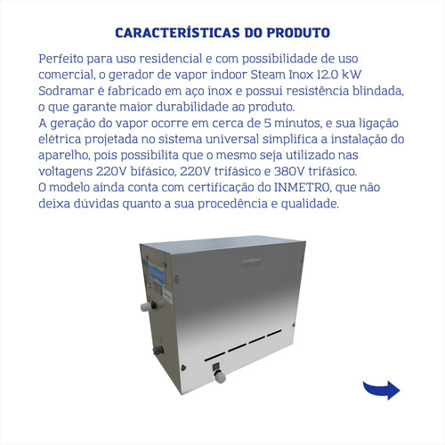 Sauna Vapor Steam Inox 12 Kw Com Quadro Digital B Sodramar