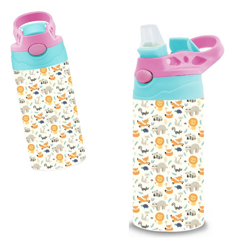 Termos Infantil Animales Acero Inoxidable Doble Capa 320 Ml Celeste