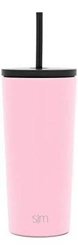 Imagen 2 de 9 de Vaso Térmico Clásico Con Popote Y Tapa Abatible-rubor/20oz