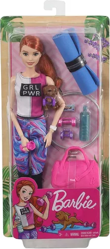 Barbie Fitness Yoga Ruiva Articulada Com Pet - Mattel