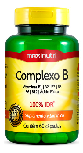 Complexo B 100% Idr 60 Caps 250mg - Maxinutri Sabor Original