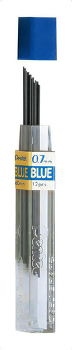 Estojo Mina Grafite Pentel Hi-polymer 0.7mm Azul Com 12 Uni