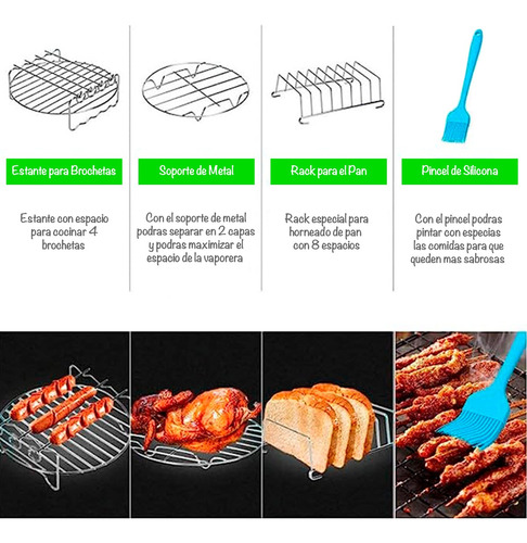 Accesorios Freidora De Aire Juego 12 Piezas Antiadherente.