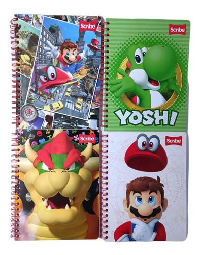 2 Cuaderno Doble Arillo Scribe Mario Bros Profesional 100hjs