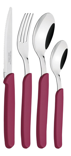 Cubiertos Tramontina Juego 24 Pzas Cocina Carmel Set Colores Color Fucsia