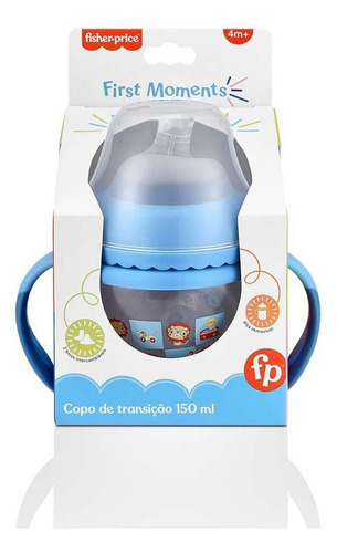 Fisher Price Copo Leão Transição Bico Azul Infantil Bebê 150ml Azul-claro Leão