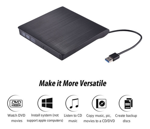 Imagen 5 de 5 de Ultraslim Usb 3.0 Externa Rw Cd Quemador Escritor Lector De