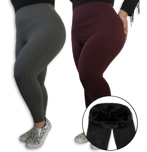 Kit 2 Calças Legging Plus Size Heide Ribeiro Felpada Térmica